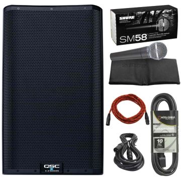 QSC K12.2 K2 Series Two-Way 12-inch Powered Loudspeaker with Vocal Microphone Package