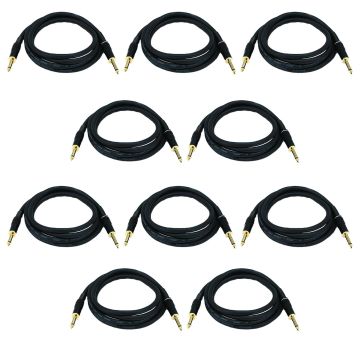 (10) ProX 5FT 1/4" TS to 1/4" TS UnBalanced High Performance Audio Cables Small Image