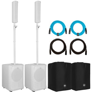 RCF Evox J8 Active Two Way Portable Arrays in White with Protective Covers Duo Package