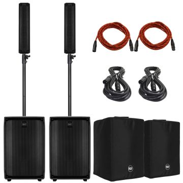 RCF Evox Jmix8 Active Two Way Array Music Systems with Covers & Cables Dual Package