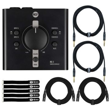 RCF MC-1 Professional Passive Monitor Controller with Cables Package