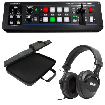 Roland V-1SDI 3G-SDI Video Switcher with Rane RH-50 Monitoring Headphones