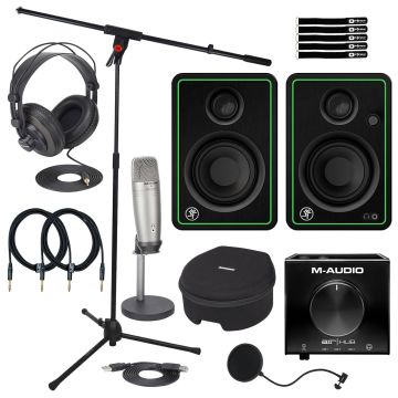Samson C01U Pro Microphone with M-Audio Interface & Mackie 3" Monitors