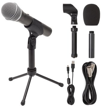 Samson Q2U Recording and Podcasting Pack with USB/XLR Dynamic Microphone and Accessories