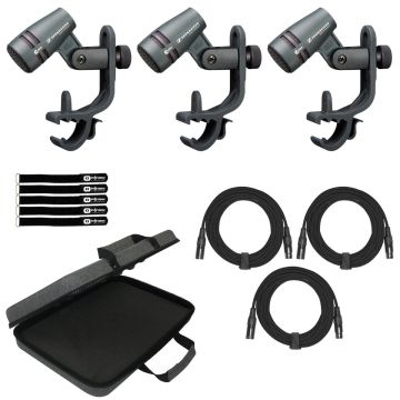 Sennheiser 3-PACK-E-604 Instrument Microphone Set with EVA Case
