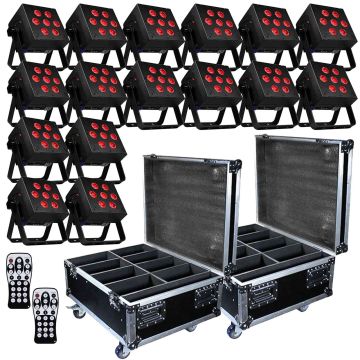 (16) Blizzard Lighting SkyBox EXA RGBAW+UV Rechargeable Wireless LED Par Lights & Road Case Package Small Image
