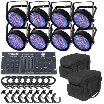 (8) Chauvet SlimPAR 64 RGBA & ADJ RGBW4C Package