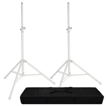 Konig & Meyer 214/6 Pure White Speaker Stand Pair & Bag Bundle 