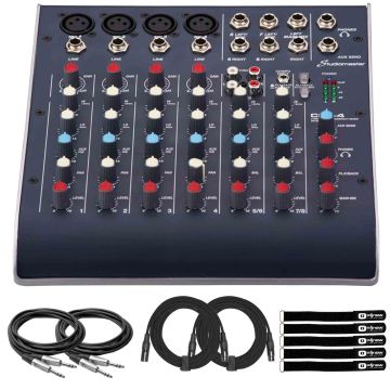 StudioMaster C2S-4 4 Channel USB Compact Mixer with Cables Package