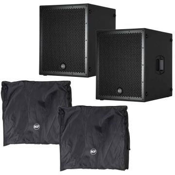 RCF SUB 8004-AS 18" Active High Power Subwoofer & Protective Cover Pair Package
