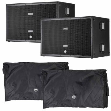 RCF SUB 8006-AS Dual 18" Active High Power Subwoofer & Protective Cover Pair Package