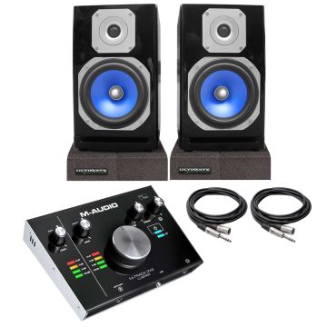Technical Pro MB5000 5" Powered Bluetooth USB Studio Monitors with M-Audio 2x2 USB Audio Interface Package