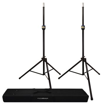 (2) Ultimate Support TS-99B Aluminum Speaker Stands & Transport Case Package