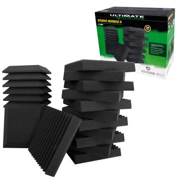 Ultimate Acoustics Studio Bundle II Professional Studio Foam Package with 24 Bevel and Wedge-style Panels