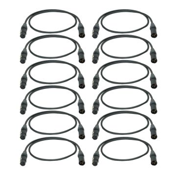 Universal 3FT 3-Pin Premium DMX Cable (12-Pack)