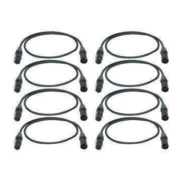 Universal 3FT 3-Pin Premium DMX Cable (8-Pack)