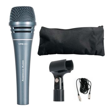 American Audio VPS-80 Supercardioid Dynamic All-Purpose Microphone with 15' Cable & Accessories