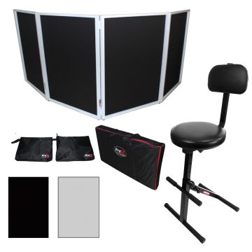 White Aluminum 4 Panel Scrim Facade with Ultimate Support JS-MPF100 Music Performance Chair Package