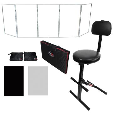 White Aluminum 5 Panel Scrim Facade Frontboard with Ultimate Support JS-MPF100 Music Performance Chair Package