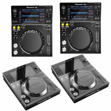 (2)-Pioneer-XDJ-700-Rekordbox-Compatible-Compact-Digital-Decks-Packaged-with-Decksaver-Covers