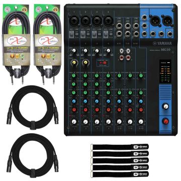 Yamaha MG10 10-Input Stereo Mixer with Cables Package