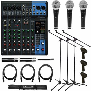 Yamaha MG10XU 10-Input Stereo Effect Mixer with Boom Stands & Microphones Package