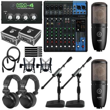 Yamaha MG10XU Effects Mixer with AKG Microphones & Headphones