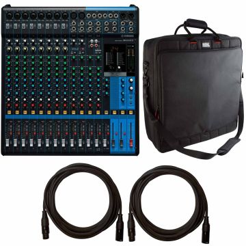 Yamaha MG16XU 16-Input Six Bus DJ Effects and USB Mixer with Gator Cases Mixer / Gear Bag Package