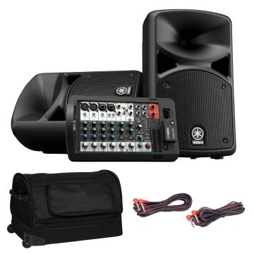 Yamaha STAGEPAS 400BT Portable Powered PA System with Protective Rolling Transport Case Package