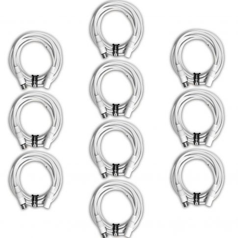 (10) Venom Solutions 20' White Sure-Fit XLR to XLR Connecting Cables Package