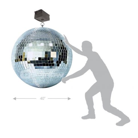 40" Large Glass Mirror Ball with Heavy Duty Motor Package