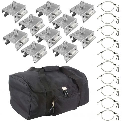 (10) Trusst CT-TENT Adjustable Tent Clamps with Lighting Safety Cables and Carry Case Package
