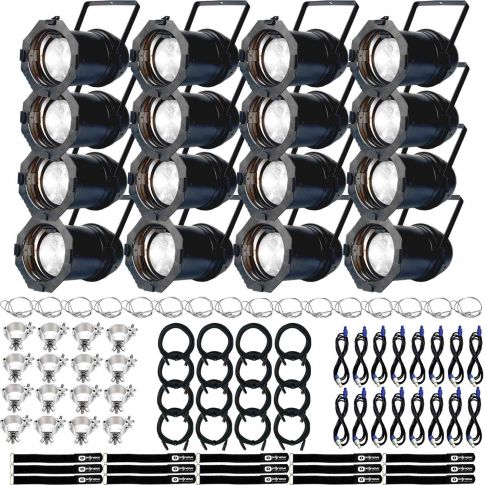(16) American DJ Par Z100 3k COB Warm White LED Par Cans Package