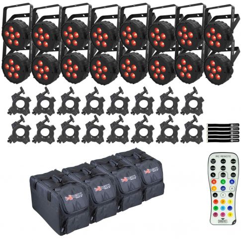 (16) Chauvet DJ SlimPAR T6BT Bluetooth Wash Lights with Gear Bags