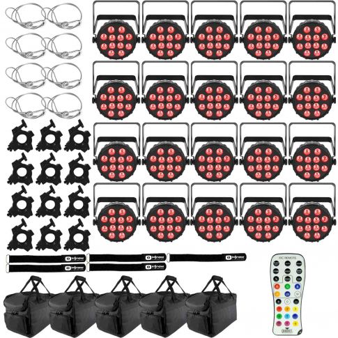(20) Chauvet DJ SlimPAR T12 BT Wash Lights with Remote & Bags Package