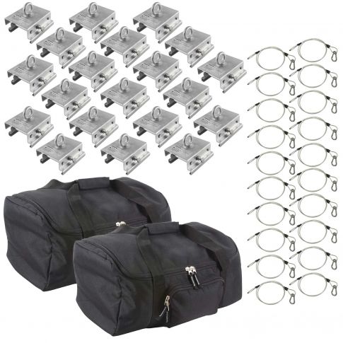 (20) Trusst CT-TENT Adjustable Tent Clamps with Lighting Safety Cables and Carry Case Package