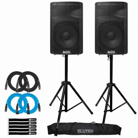 (2) Alto Professional TX310 10" Powered Loudspeakers with Tripod Stands