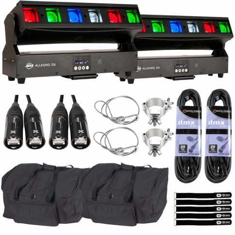 (2) American DJ Allegro Z6 Linear LED Light Fixtures with Cases