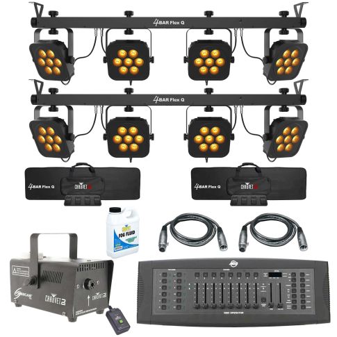 (2) Chauvet DJ 4Bar Flex Q LED Systems with Fog & DMX Controller