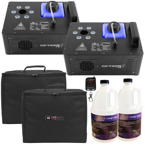(2) Chauvet DJ Geyser T6 Vertical Fog Machines with Fluid and Cases
