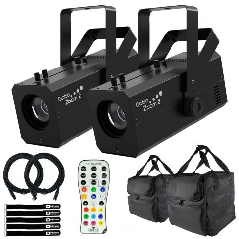 (2) Chauvet DJ Gobo Zoom 2 Gobo Projectors with Remote & Bags