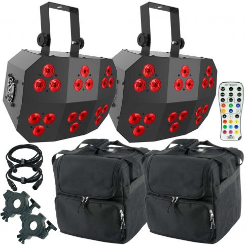 (2) Chauvet DJ Wash FX 2 Multi-Purpose Lights with Remote & Bags