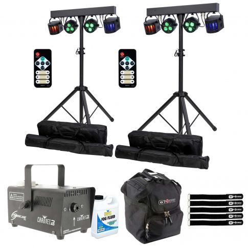 (2) ColorKey CKU-3020 PartyBar GO Lighting Packages with Fog Machine