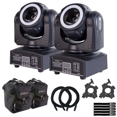 (2) ColorKey CKU-5038 QUAD MKII Moving Heads with Utility Cases
