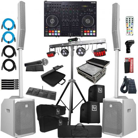 (2) Electro-Voice Evolve 50 White Systems w/ Roland DJ-707M Controller