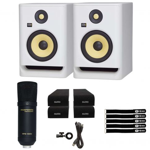 (2) KRK RP5 ROKIT G4 Monitors with Marantz MPM-1000U Podcasting Mic