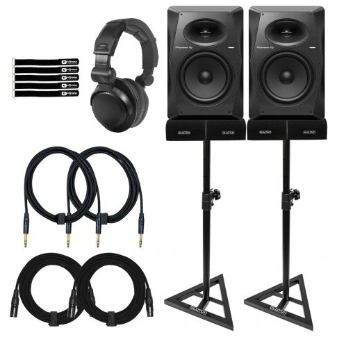 (2) Pioneer DJ VM-70 6.5" Active Studio Monitors with Monitor Stands