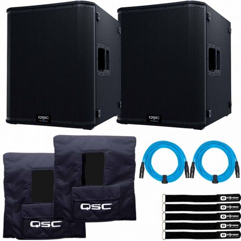 (2) QSC KS118 18" 3600 Watt Active Subwoofers with Soft Covers