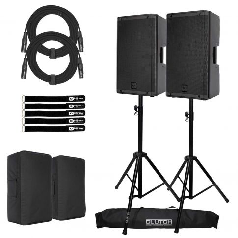 (2) RCF ART 932-A 12" Digital Active Speakers with Covers & Stands