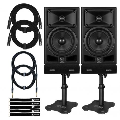 (2) RCF Ayra Five 5" Active Two-Way Monitors with Desktop Stands